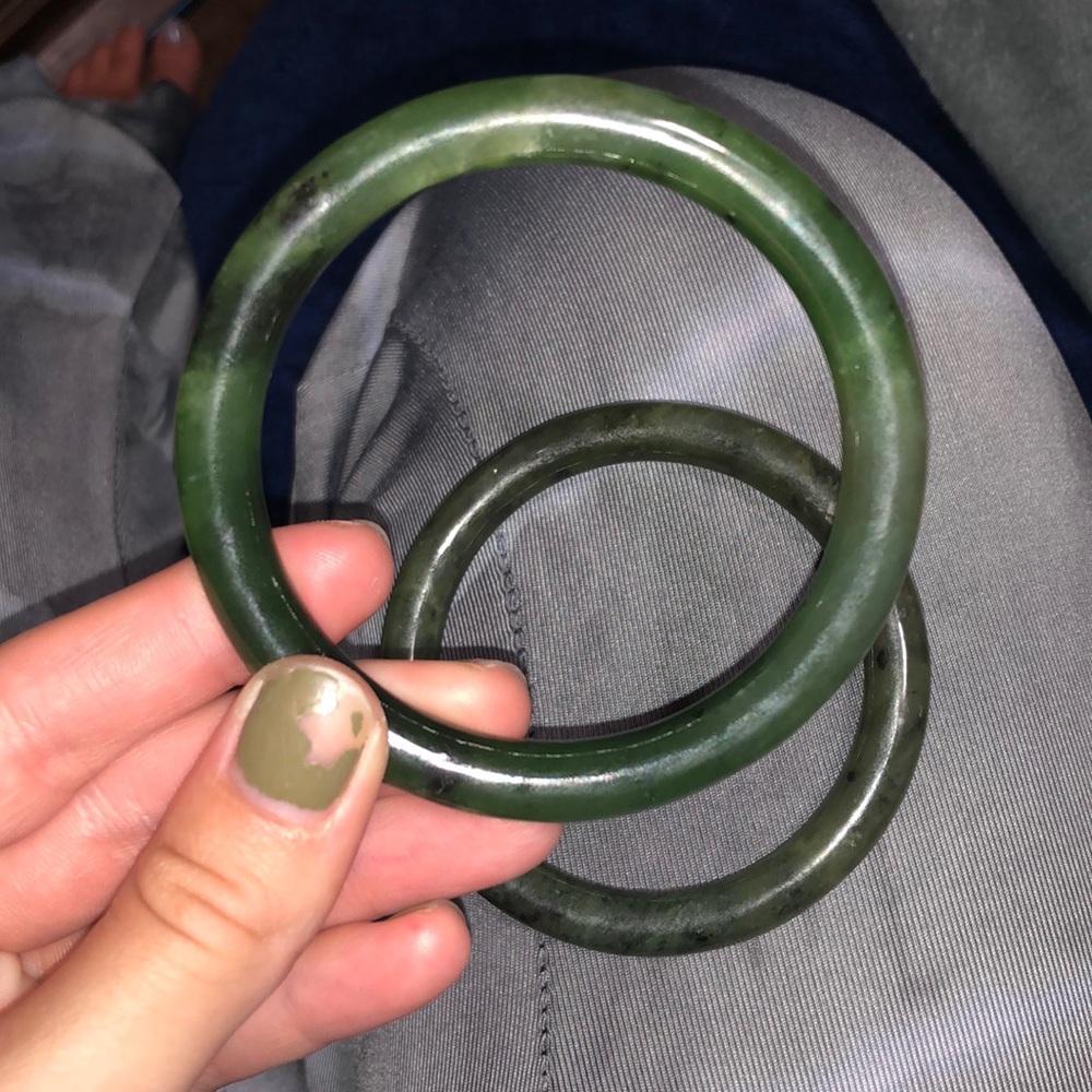 Green Jade Bangle bracelets made of natural stone